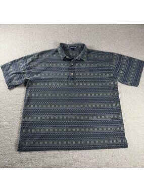 Vintage Nautica Geometric Pima Cotton Polo Shirt Multicolor Y2K Men’s Size XL